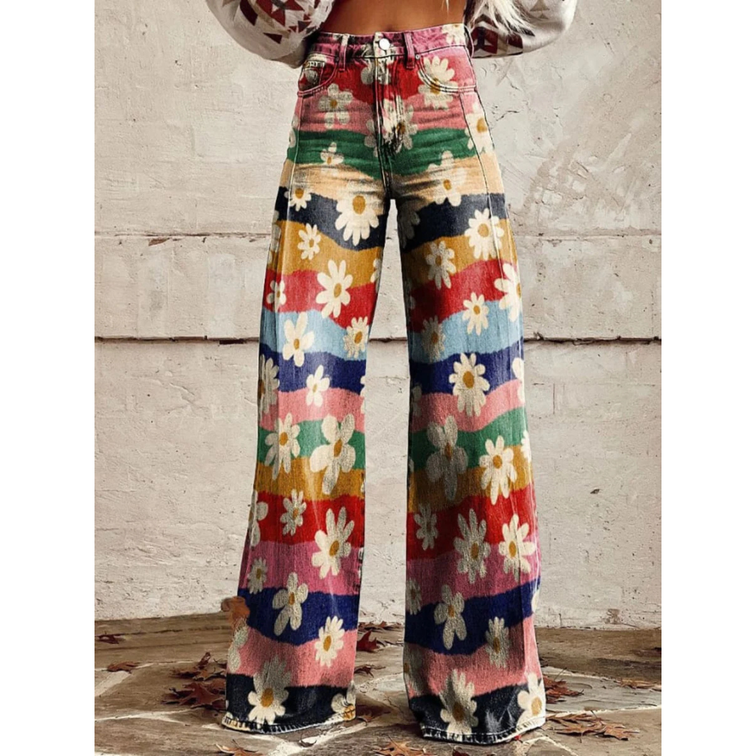 Grace™ | Retro Floral Wide-Leg Pants