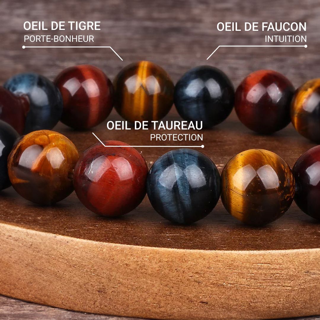 Bracelet "Multiple Eye" in Tiger's Eye, Bull's Eye & Hawk's Eye.