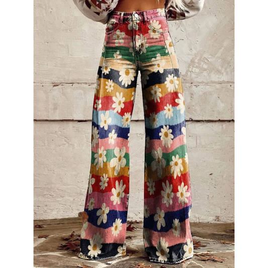 Grace™ | Retro Floral Wide-Leg Pants
